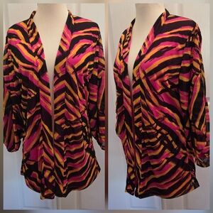 New Iman Pink Animal Print Cardigan Jacket Tropical Bold Small Designer Top